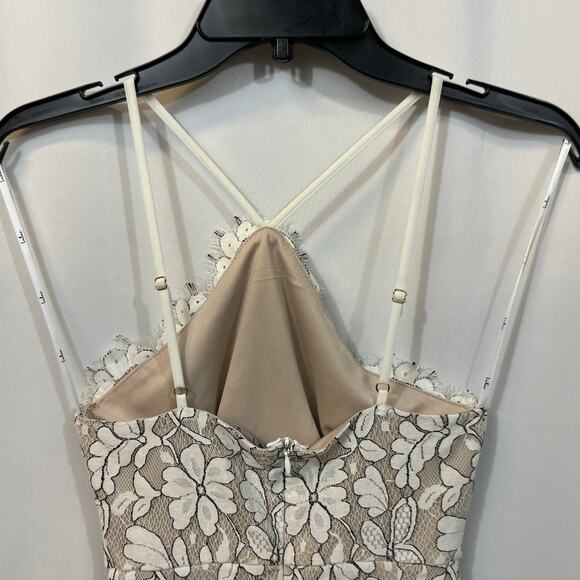 Lulus White Cream Lace Halter Cross Neck Scalloped Hem Mini Dress XS - Picture 6 of 7